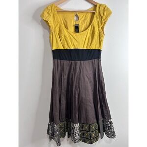 Lithe Anthropologie Embroidered Cotton Silk Dress 6 Whimsigoth Boho Retro Y2K